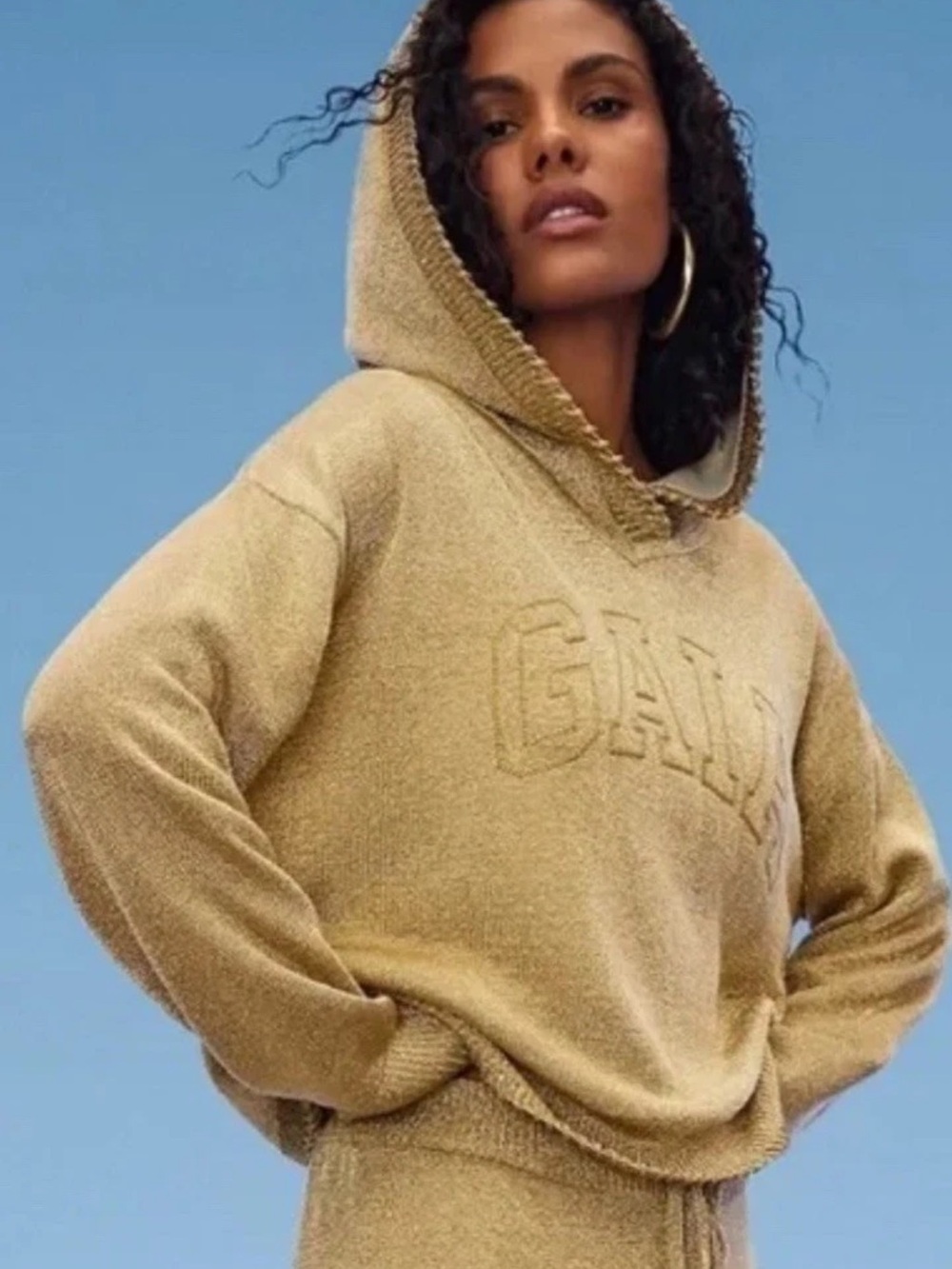 Cult Gaia x Gap Metallic Logo Hoodie Top Women’s Sz XL